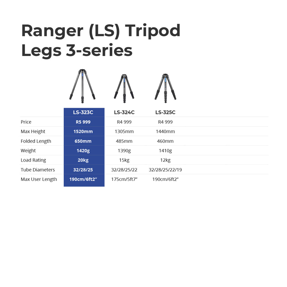 Leofoto Ranger LS-323C + LH-40 Carbon Fiber Tripod Kit-
