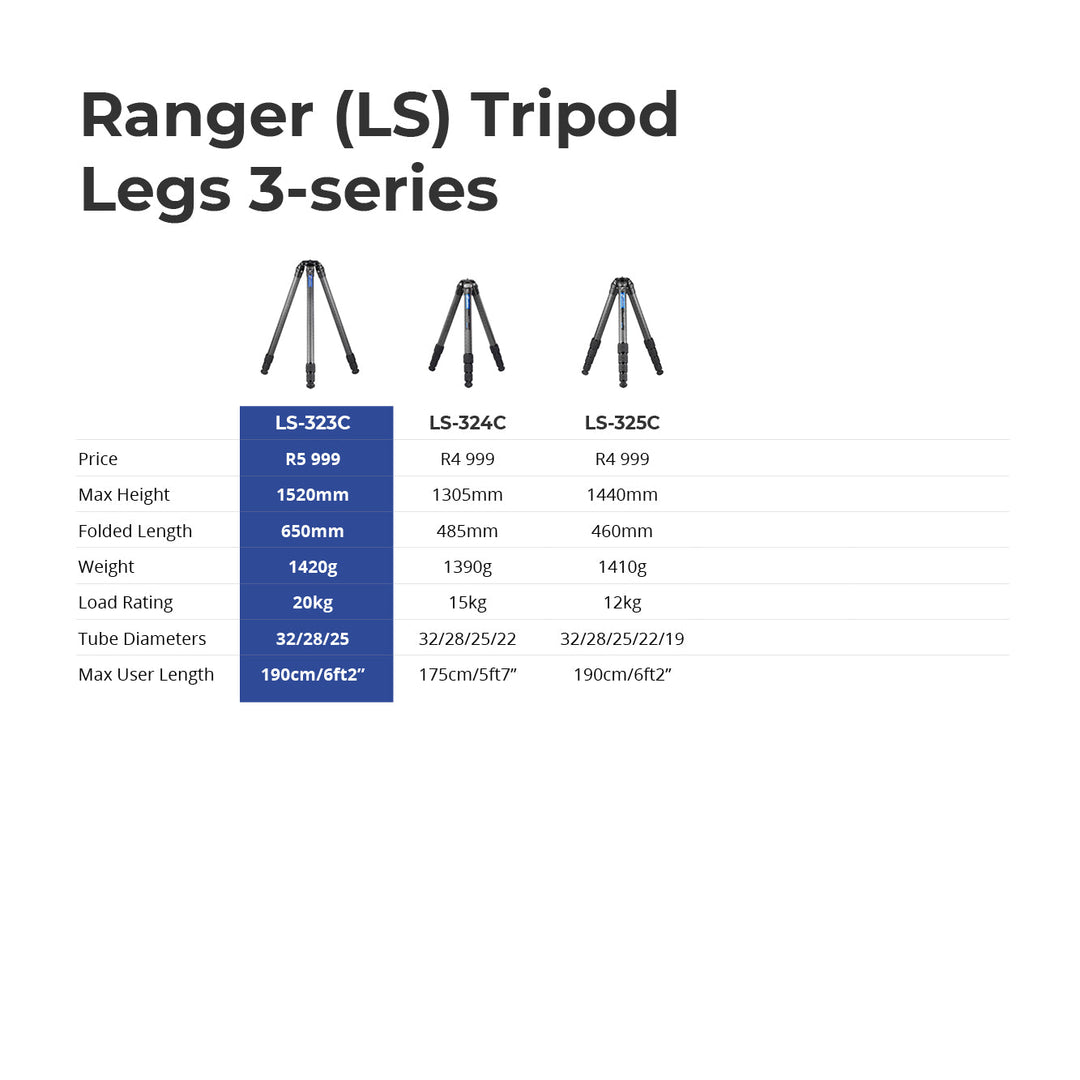 Leofoto Ranger LS-323C + LH-40 Carbon Fiber Tripod Kit-