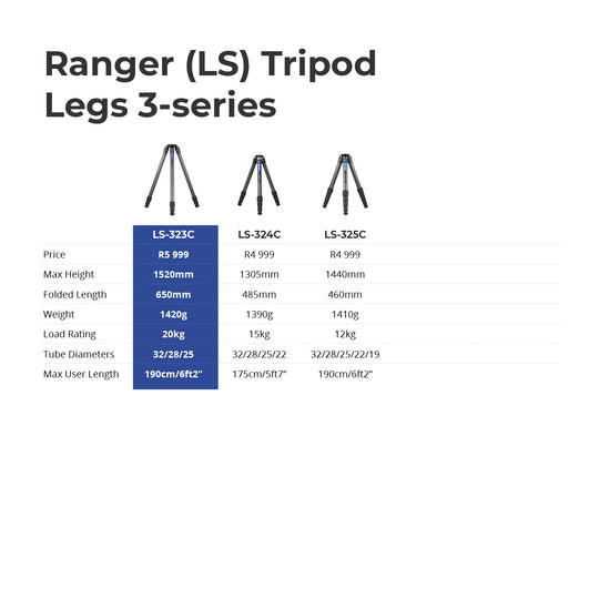 Leofoto Ranger LS-323C + LH-40 Carbon Fiber Tripod Kit-