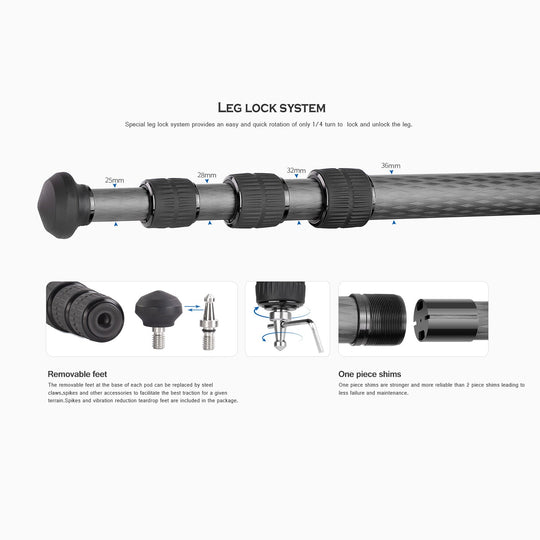 Leofoto Ranger LS-364C Carbon Fiber Tripod-