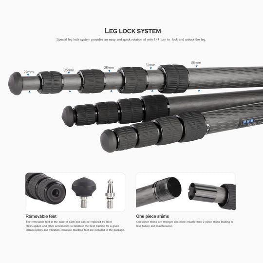 Leofoto Ranger LS-365C Carbon Fiber Tripod-
