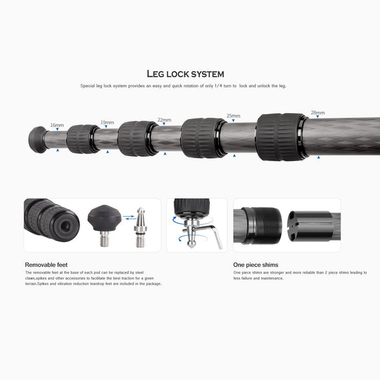 Leofoto Ranger Leveling LS-285CEX Carbon Fiber Tripod-
