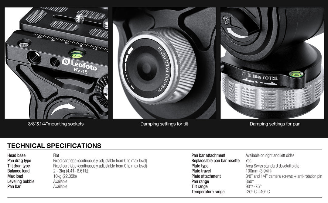 Leofoto BV-15 Video Fluid Head