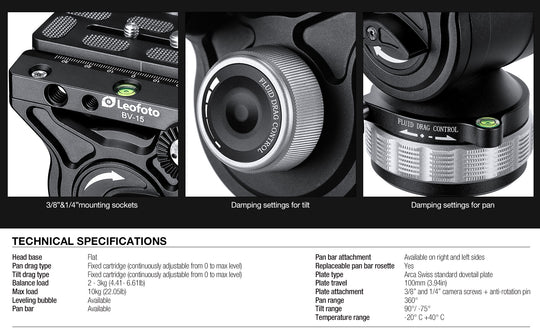 Leofoto BV-15 Video Fluid Head