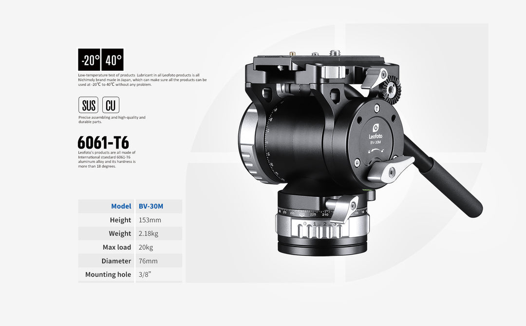 Leofoto BV-30M Video Fluid Head