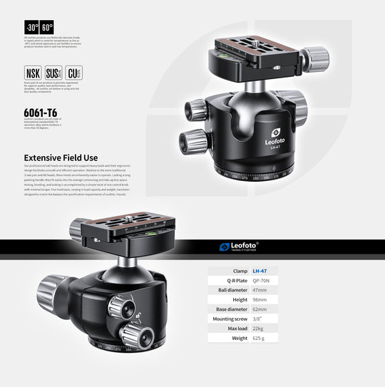Leofoto LH-47 Low Profile Ballhead