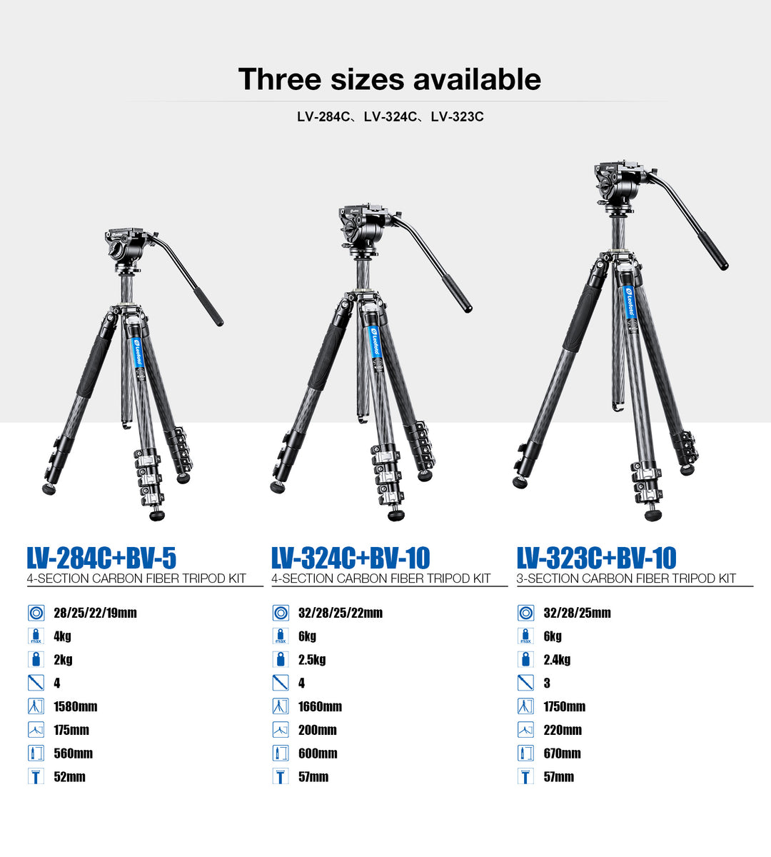 Leofoto LV-323C + BV-10 Video Tripod Kit