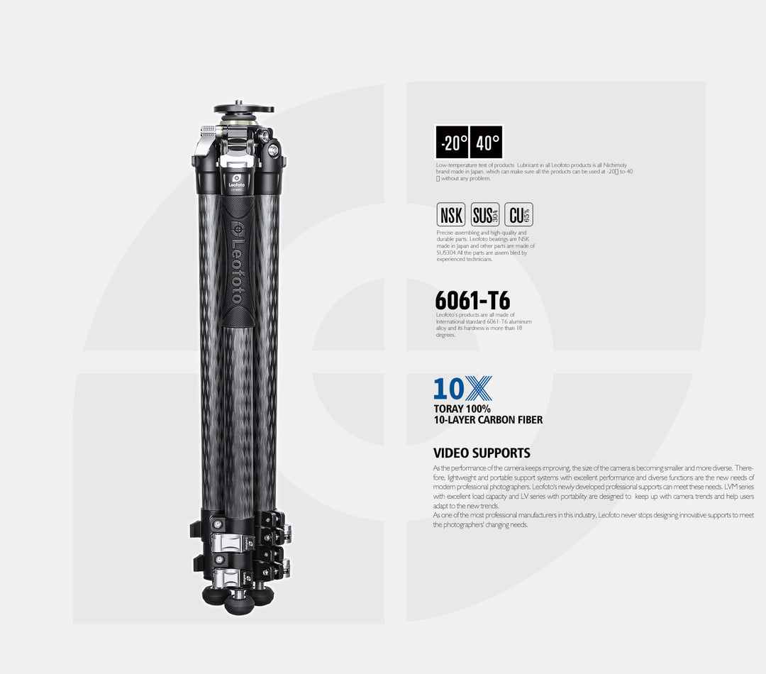 Leofoto LV-323C + BV-10 Video Tripod Kit
