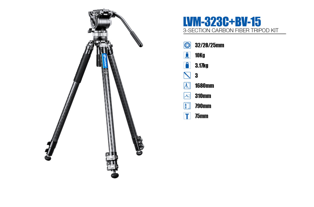 Leofoto LVM-323C + BV-15 Video Tripod Kit