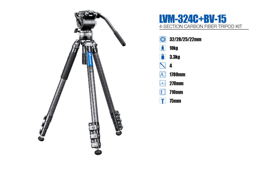 Leofoto LVM-324C + BV-15 Video Tripod Kit