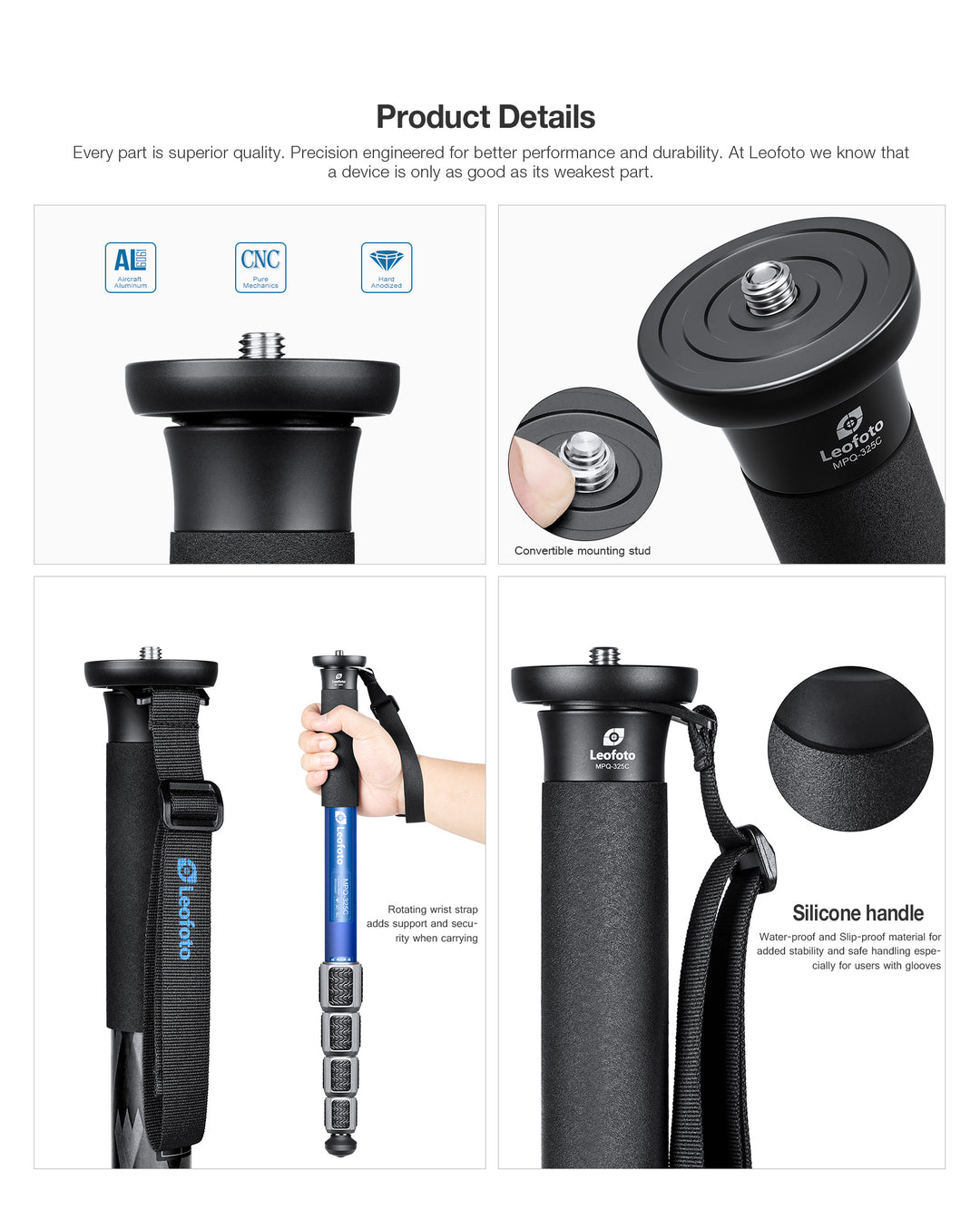 Leofoto MPQ-325C Carbon Fiber Monopod