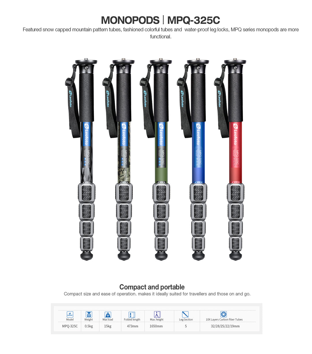 Leofoto MPQ-325C Carbon Fiber Monopod