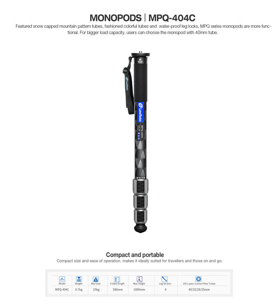 Leofoto MPQ-404C Carbon Fiber Monopod
