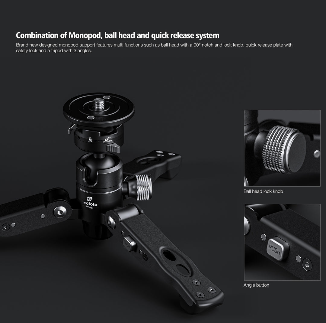 Leofoto MV-324C + VD-03 Video Monopod Kit