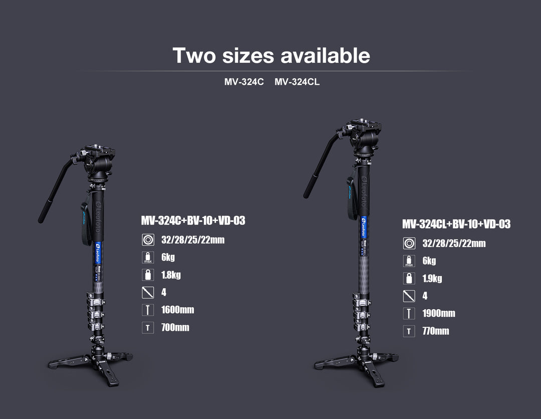 Leofoto MV-324C + VD-03 Video Monopod Kit