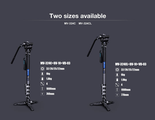 Leofoto MV-324C + VD-03 Video Monopod Kit