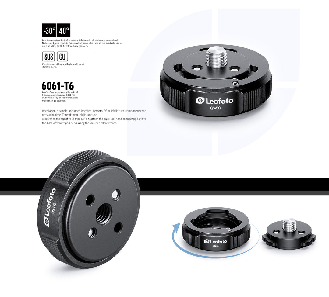 Leofoto QS-50 Quicklink Base and Plate Set