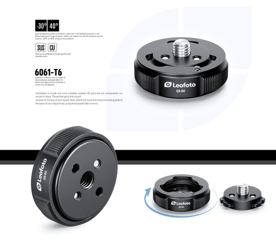Leofoto QS-50 Quicklink Base and Plate Set