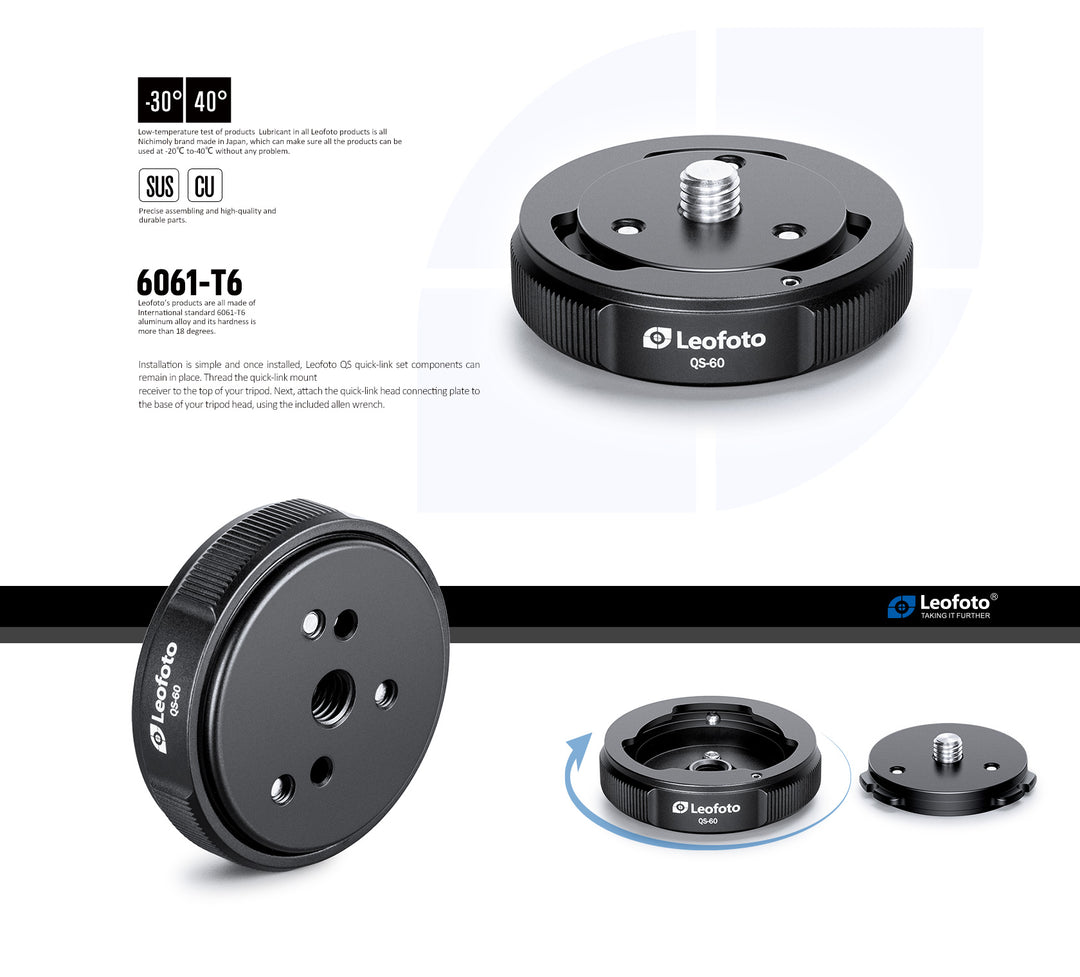Leofoto QS-60 Quicklink Base and Plate Set