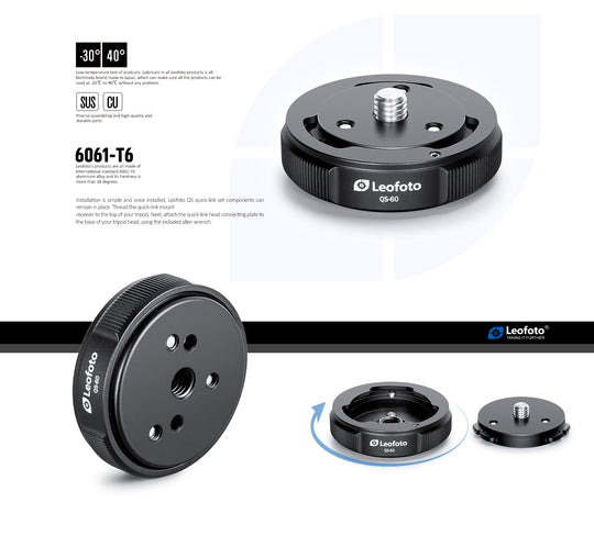 Leofoto QS-60 Quicklink Base and Plate Set