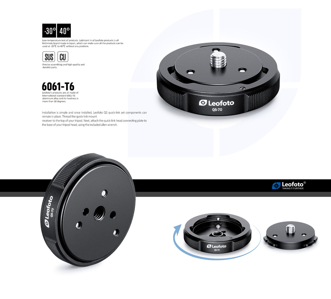 Leofoto QS-70 Quicklink Base and Plate Set
