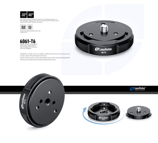 Leofoto QS-70 Quicklink Base and Plate Set