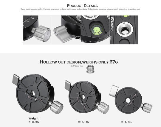 Leofoto Ranger Leveling LS-223CEX + RH-0 Carbon Fiber Tripod Kit