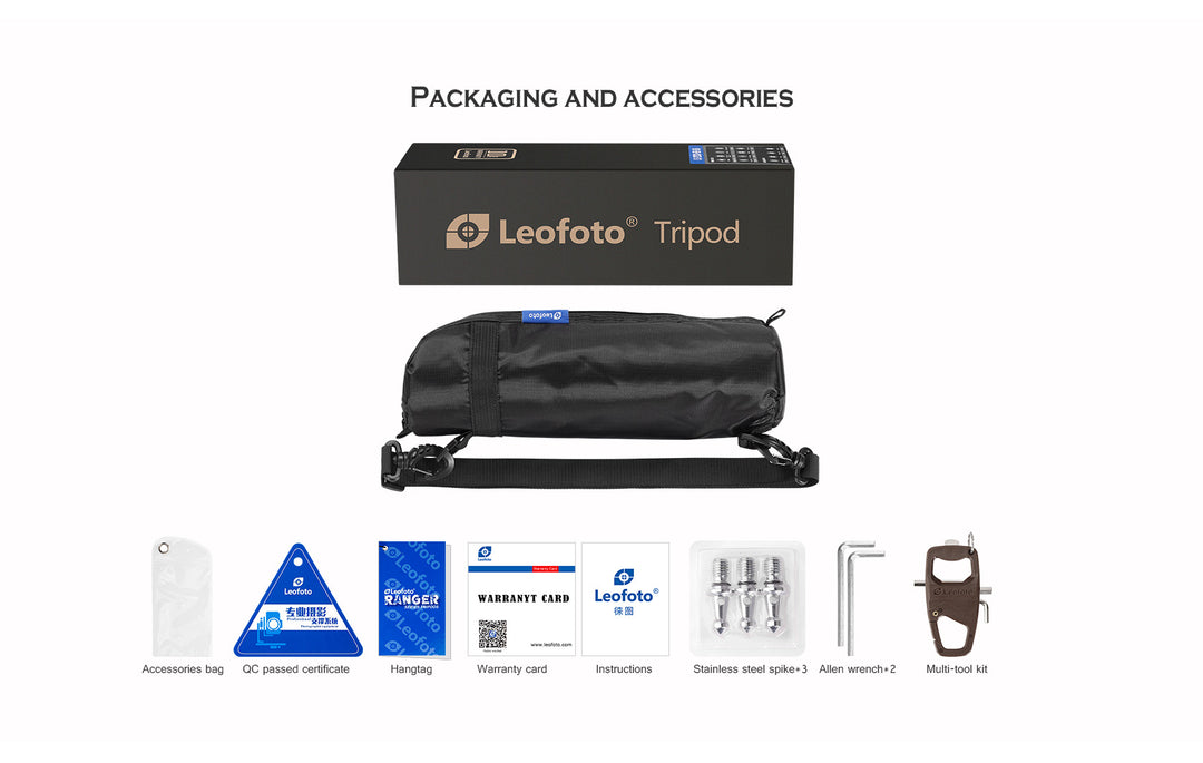 Leofoto Ranger Leveling LS-223CEX + RH-0 Carbon Fiber Tripod Kit