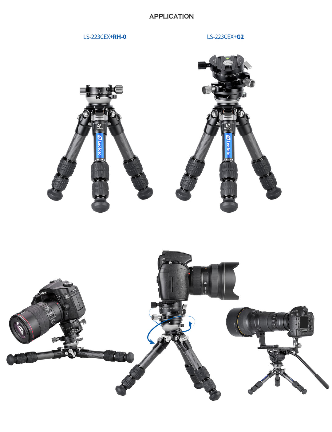 Leofoto Ranger Leveling LS-223CEX + RH-0 Carbon Fiber Tripod Kit