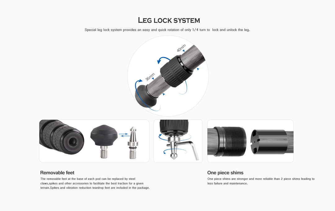 Leofoto Summit LM-402C Carbon Fiber Tripod Kit