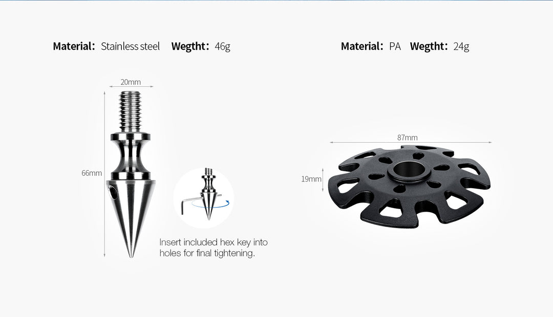 Leofoto TFW Tripod foot spikes with snow shoes (set of 3)