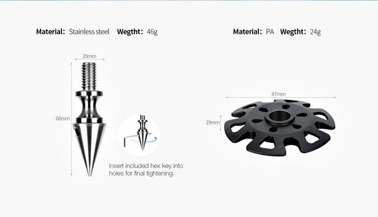 Leofoto TFW Tripod foot spikes with snow shoes (set of 3)