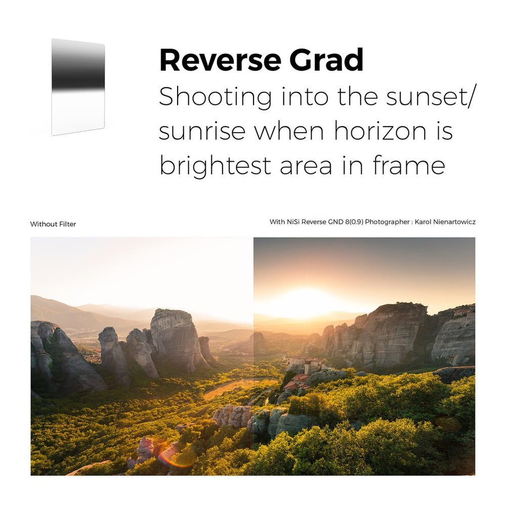 NiSi Filters 100mm Explorer Reverse Graduated Nano IR ND Filter 0.9 | 3-Stop | ND8-